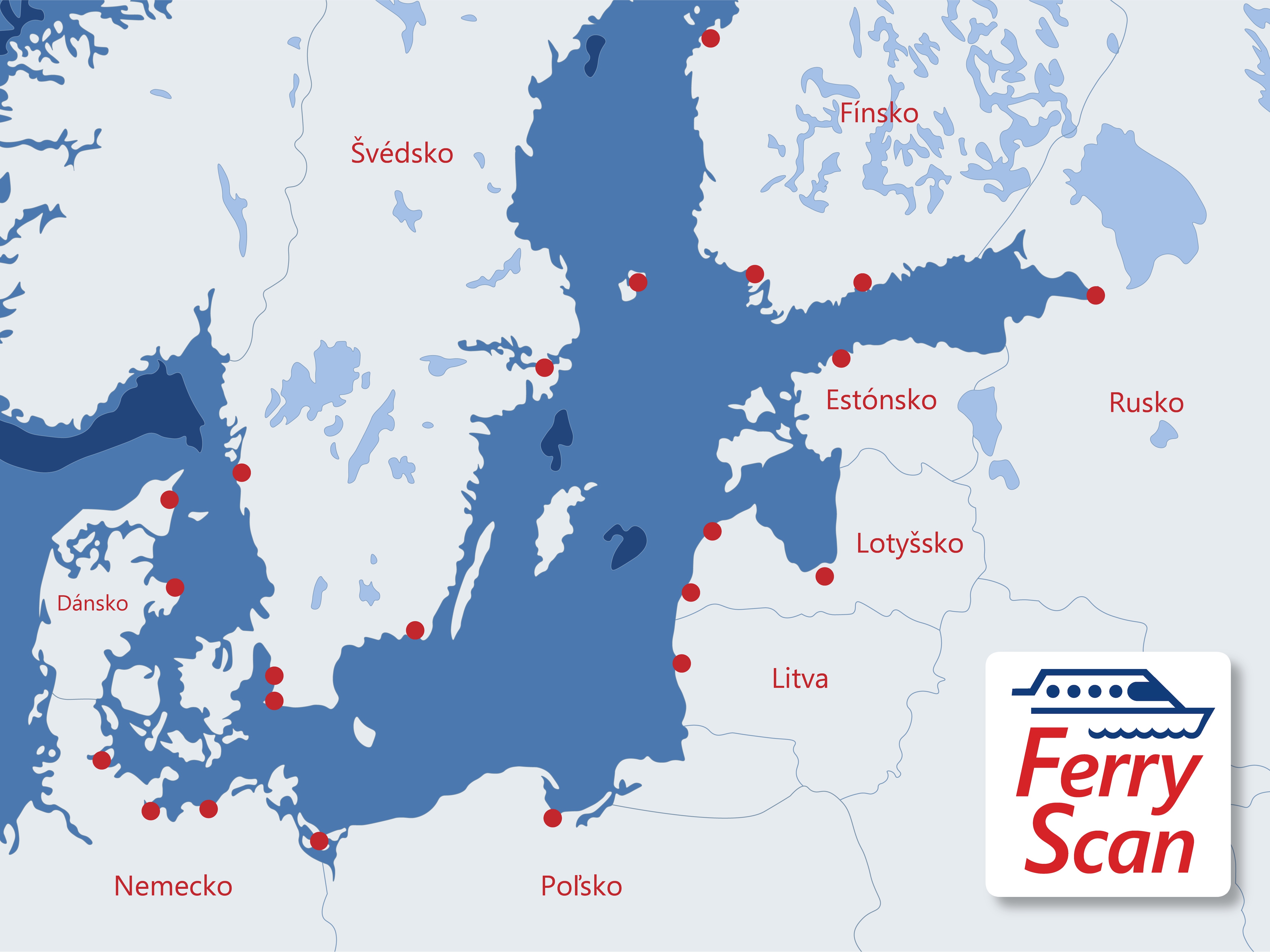 Mapa trajektů v Baltském moři